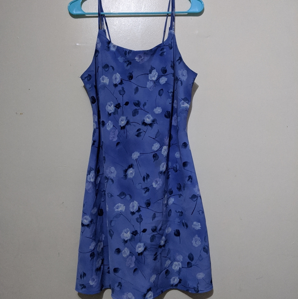 90s blue floral dress